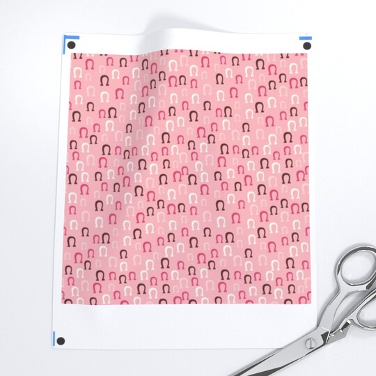 Luck Horseshoe Cowgirl Western Country Pink Nursery Custom Printed Fabric by Spoonflower Various Fabrics by the Yard or Fat Quarter